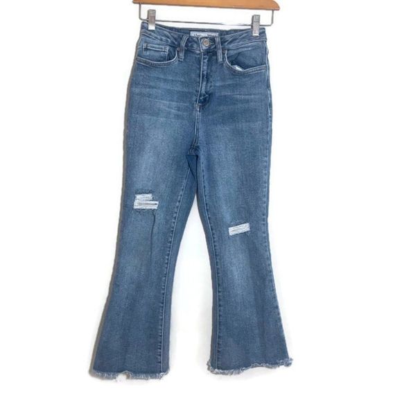 YMI Denim - YMI Dream High Rise Flare Ankle Jeans with Frayed Hem Size 3 26